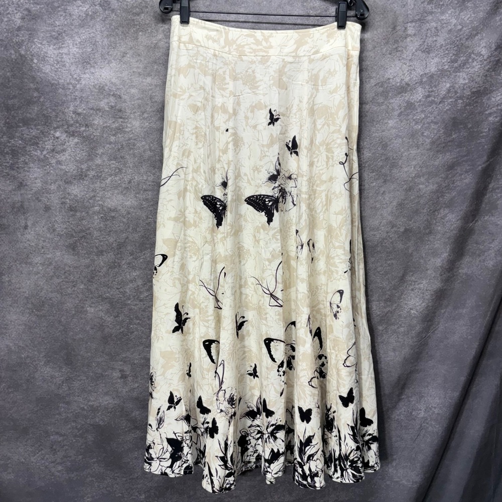 Soft Surroundings Spring Fever Butterfly Maxi Skirt Size S Cream Fairy Whimsical - Picture 1 of 12
